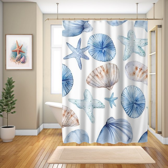 Ocean Shore Seashell Shower Curtain (Creator Uploaded)