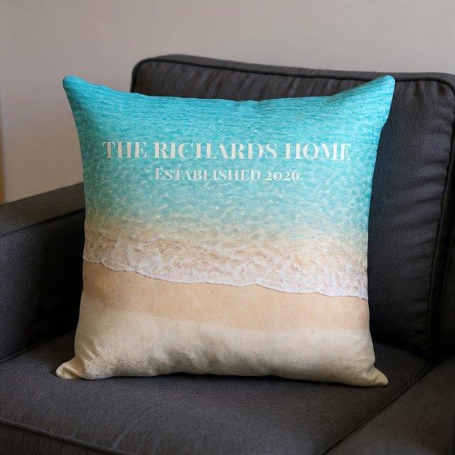 Ocean Shoreline Custom Name Cushion (Creator Uploaded)