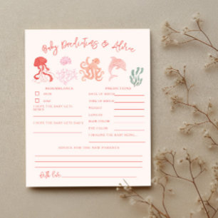 Ocean Shower Pink Baby Predictions & Advice Card