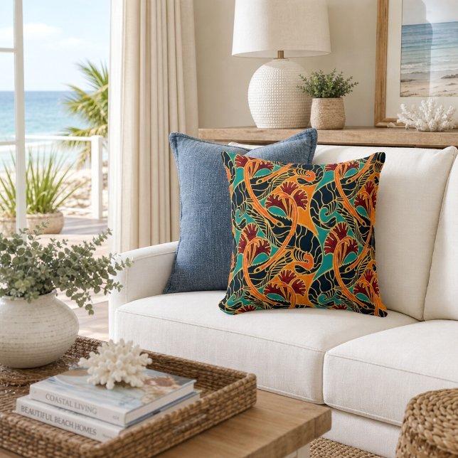 Ocean Shrimp And Seaweed Pattern Cushion (Creator Uploaded)