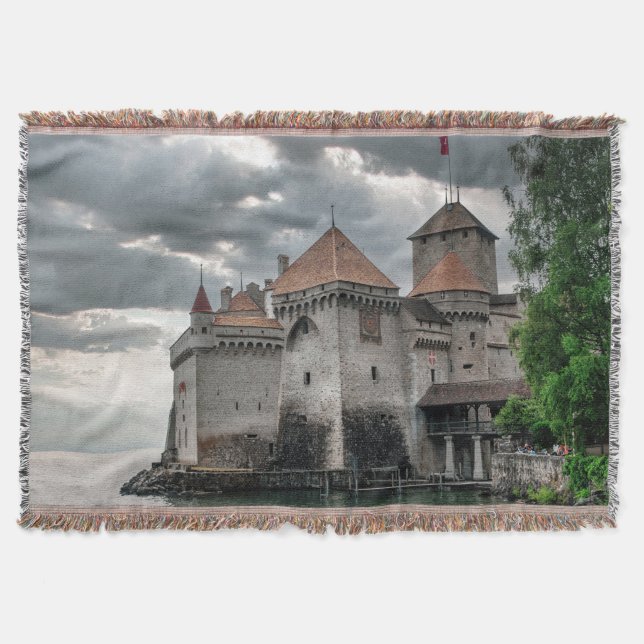 Ocean side Cloudy Castle Throw Blanket (Front)