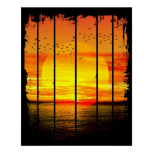 OCEAN SIMPLE SUNSET POSTER