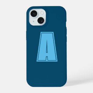 Ocean & Sky Blue Initial Monogram Calligraphy Chic iPhone 15 Case