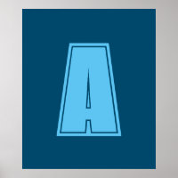 Ocean & Sky Blue Initial Monogram Calligraphy Chic