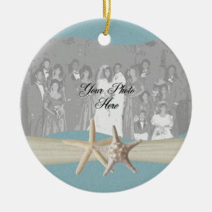 Ocean Sky Blue Starfish Photo Ceramic Tree Decoration