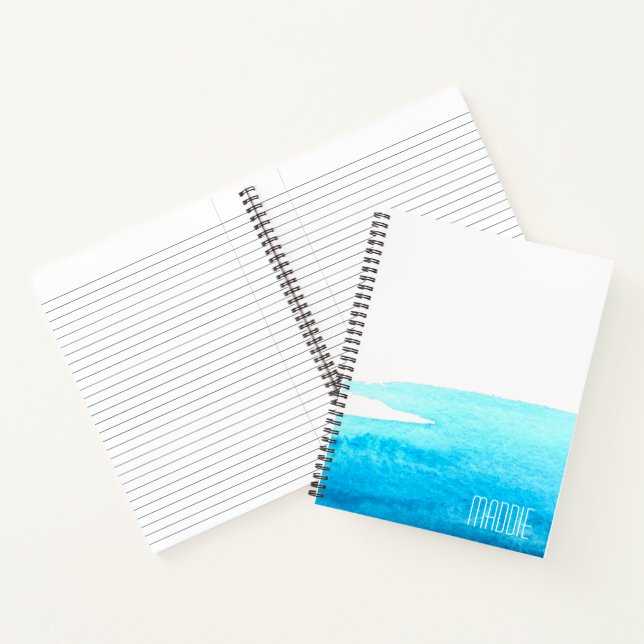 Ocean sky blue watercolor minimal notebook (Inside)