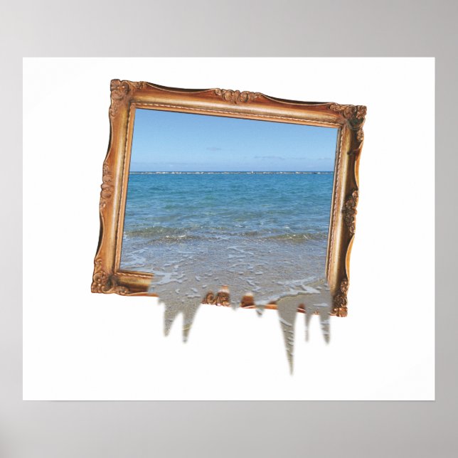 Ocean Spilling Out of Picture Frame Poster (Front)