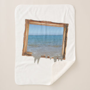 Ocean Spilling Out of Picture Frame Sherpa Blanket