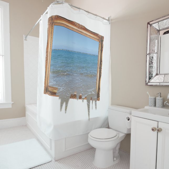 Ocean Spilling Out of Picture Frame Shower Curtain (In Situ)