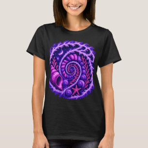 Ocean Spiral Psychedelic Shell Vortex Art Purple T-Shirt