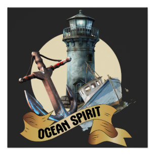Ocean Spirit Nautical Adventure Poster