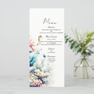 Ocean Splash Sea Coral Watercolor Wedding Menu