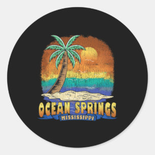 Ocean Springs Mississippi Vintage Distressed Souve Classic Round Sticker