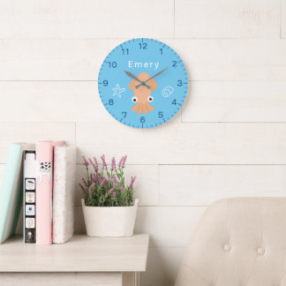 Ocean Squid Custom Name Nursery Clock