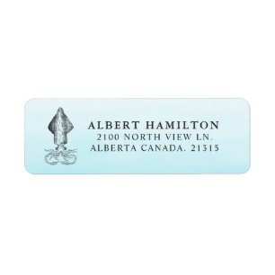 Ocean Squid   Personalised Return Address Label