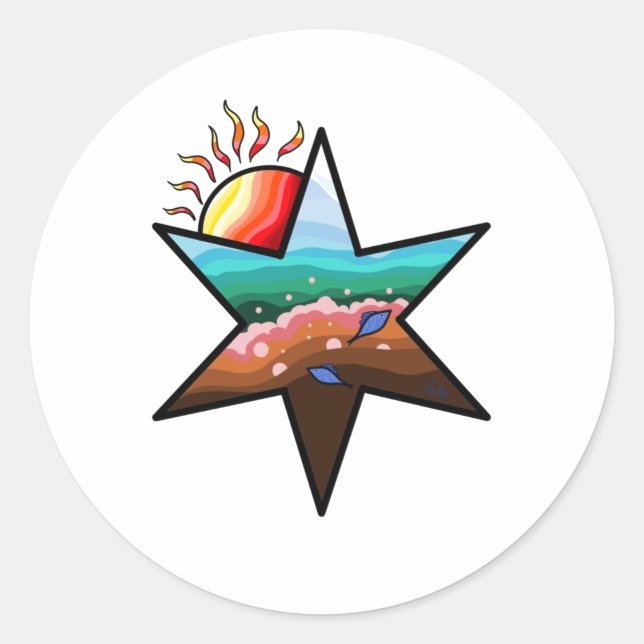 Ocean Star Sunset Classic Round Sticker (Front)