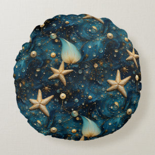 Ocean Starfish Pattern Round Pillow