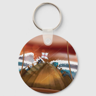 Ocean Storm Sail Ship Key Ring