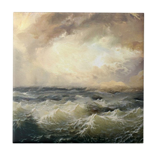 Ocean Storm Waves  Ceramic Tile (Front)