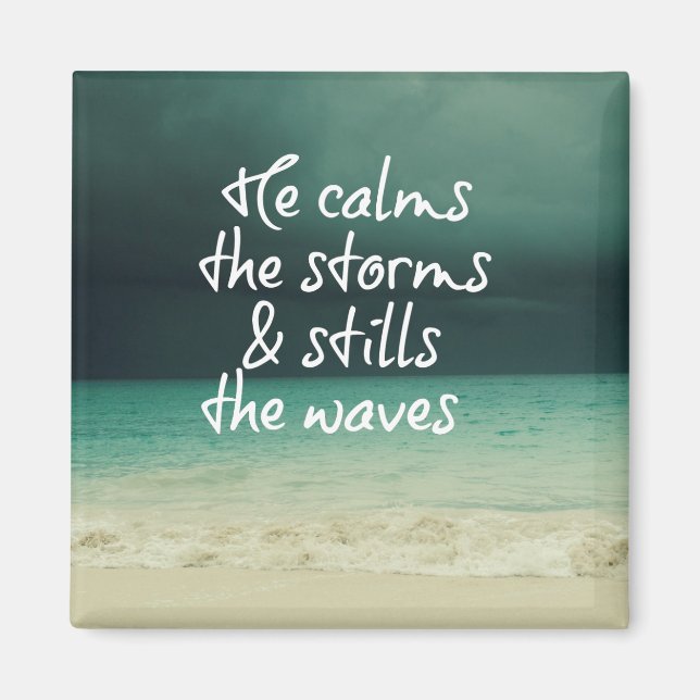 Ocean Storm with God Quote Magnet (Front)