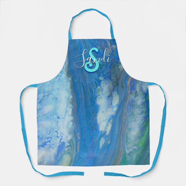 Ocean Stream Acrylic Fluid Art Apron (Front)