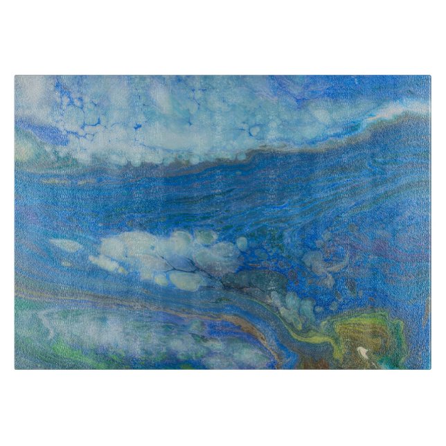 Ocean Stream Acrylic Fluid Art Cutting Board (Front)