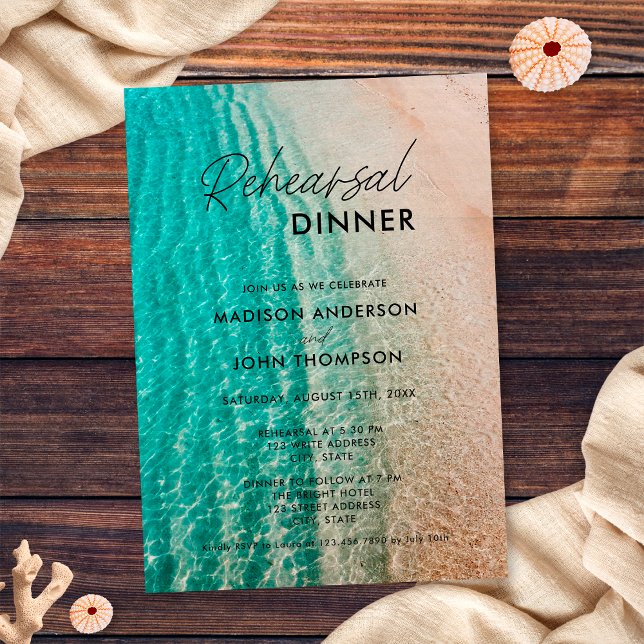 Ocean Summer Beach Destination Rehearsal Dinner Invitation (Creator Uploaded)
