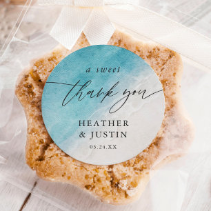 Ocean Summer Beach Sweet Thank You Favour Classic Round Sticker
