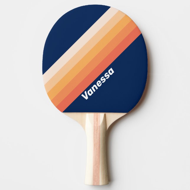Ocean Sun Fall Stripes with Name Ping Pong Paddle (Front)