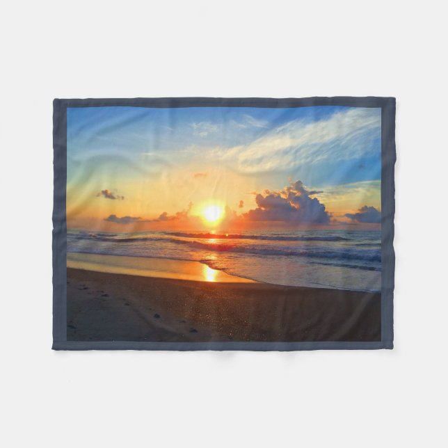 Ocean Sun Fleece Blanket (Front (Horizontal))