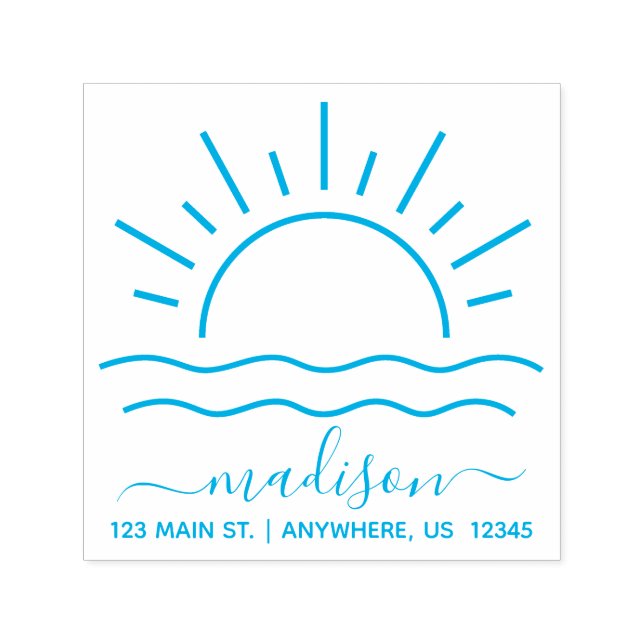 Ocean Sun Personalised Self Inking Stamp (Design)