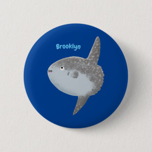 Ocean sunfish mola mola cute cartoon  6 cm round badge