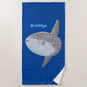 Ocean sunfish mola mola cute cartoon beach towel
