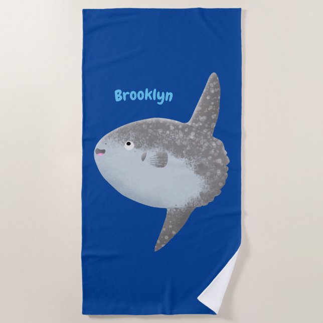 Ocean sunfish mola mola cute cartoon beach towel (Front)