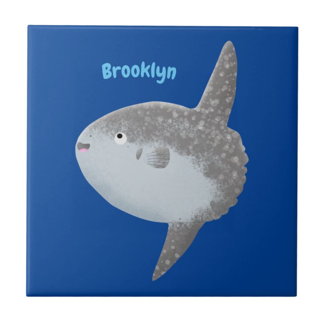 Ocean sunfish mola mola cute cartoon  ceramic tile (Front)