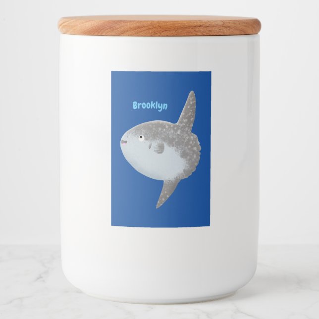 Ocean sunfish mola mola cute cartoon food label (Front)