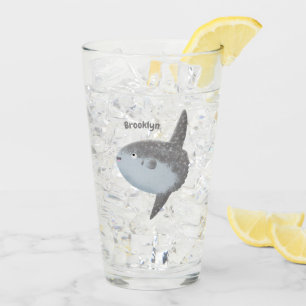 Ocean sunfish mola mola cute cartoon  glass