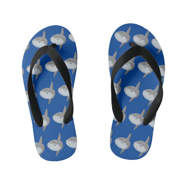 Ocean sunfish mola mola cute cartoon kid's thongs (Footbed)