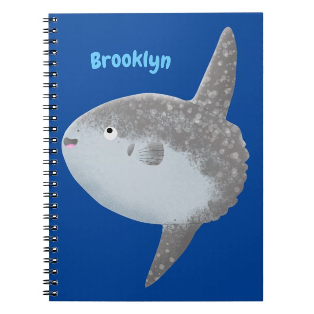 Ocean sunfish mola mola cute cartoon notebook (Front)