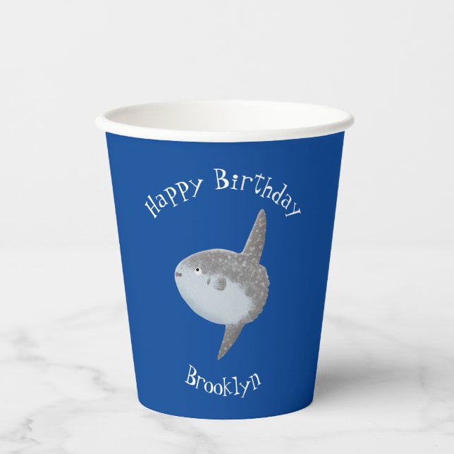 Ocean sunfish mola mola cute cartoon paper cups (Front)
