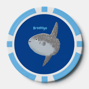 Ocean sunfish mola mola cute cartoon poker chips