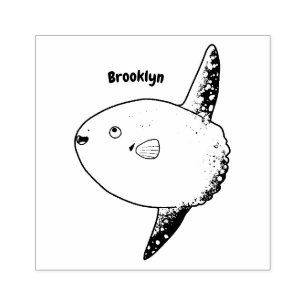 Ocean sunfish mola mola cute cartoon rubber stamp