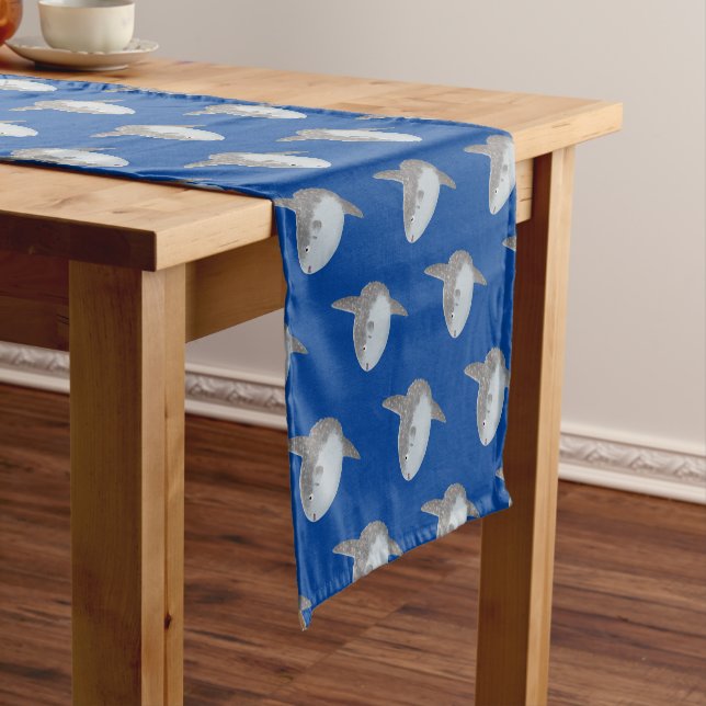 Ocean sunfish mola mola cute cartoon  short table runner (In Situ)