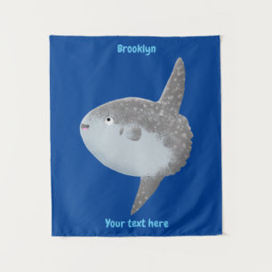 Ocean sunfish mola mola cute cartoon tapestry