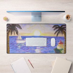 Ocean Sunrise Art Painting Image Desk Mat
