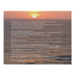 Ocean Sunrise Desiderata  Faux Canvas Print
