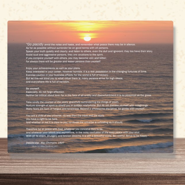Ocean Sunrise Desiderata Plaque (Creator Uploaded)