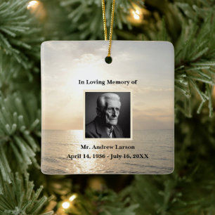 Ocean Sunrise In Loving Memory Funeral Memorial Ceramic Ornament