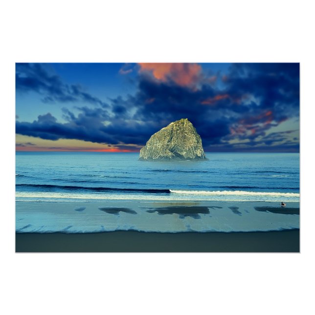 Ocean sunrise landscape art poster (Front)