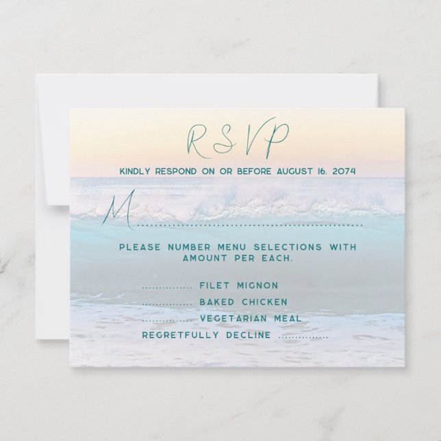 Ocean Sunrise Menu RSVP Enclosure cards (Front)